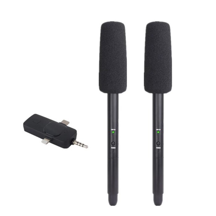 Wireless Interview Microphone Mobile SLR Camera Dedicated to News Reporters Outdoor Noise Cancelling Handheld 1 to 2 - Image 1