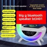 Bluetooth Speaker Colorful Ambient Light Alarm Clock Wireless Charging Night Light Multi-function Desktop Bluetooth Speaker. - Image 2