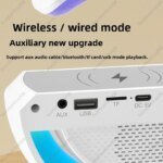 Bluetooth Speaker Colorful Ambient Light Alarm Clock Wireless Charging Night Light Multi-function Desktop Bluetooth Speaker. - Image 5