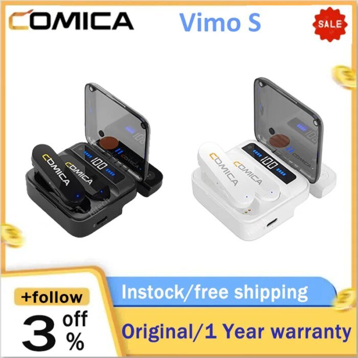 Comica Vimo S mi Wireless Microphone With Charging Case for iPhone Wireless Lavalier Microphone - Image 1