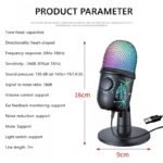 RGB Condenser Microphones with Light Tabletop Mic for Phone Laptop PC Live Streaming Video Record Denoise Gaming Microphone - Image 6