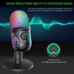 RGB Condenser Microphones with Light Tabletop Mic for Phone Laptop PC Live Streaming Video Record Denoise Gaming Microphone - Image 2