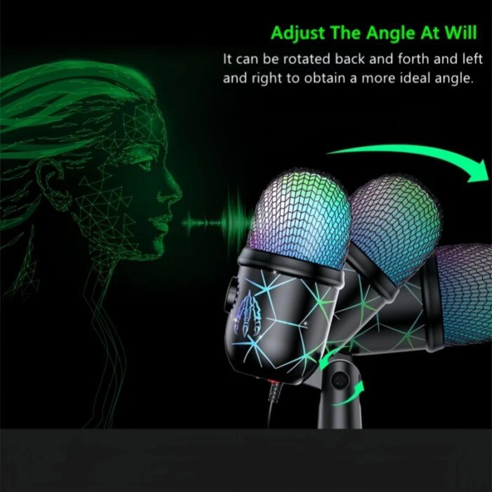 RGB Condenser Microphones with Light Tabletop Mic for Phone Laptop PC Live Streaming Video Record Denoise Gaming Microphone - Image 3